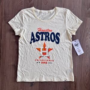 Houston Astros MLB '47 Fan Tshirt Baseball Logo Texas Cream Women Small